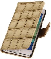 Mobieletelefoonhoesje.nl - Samsung Galaxy A3 Hoesje Glans Krokodil Bookstyle Beige