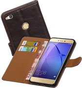 Zakelijke Book Case Telefoonhoesje Geschikt voor de Huawei P8 Lite 2017 - Portemonnee Hoesje - Pasjeshouder Wallet Case - Mocca