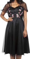 Voodoo Vixen Korte jurk -XL- Zoe dress geborduurde bloemen Zwart