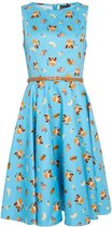 Voodoo Vixen Swing jurk -S- Honey wijde jurk Katten print Blauw