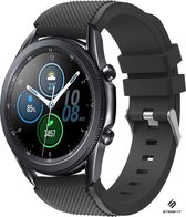 Siliconen Smartwatch bandje - Geschikt voor  Samsung Galaxy Watch 3 45mm siliconen bandje - zwart - Strap-it Horlogeband / Polsband / Armband