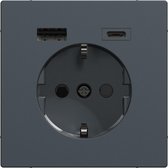 Stopcontact - Inbouw - Randaarde - USB Type A+C - Antraciet - Systeem Design - Schneider Electric - MTN2367-6034