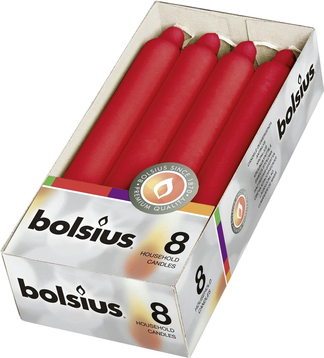 Bolsius Tapse Kaarsen Rood 18 cm - Doos van 8