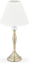 Relaxdays tafellamp vintage - nachtlamp kristal - schemerlamp - tafellampje - stoffen kap - goud