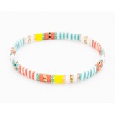 Twice As Nice Armband in goudkleurig edelstaal, tila beads, oranje, blauw, wit