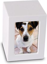 Foto Kist Urn Wit Mat - Houten urn voorzien van een veilige sluiting Groot - Asbeeld Dieren Urn Voor Uw Geliefde Dier - Kat - Hond - Paard - Konijn