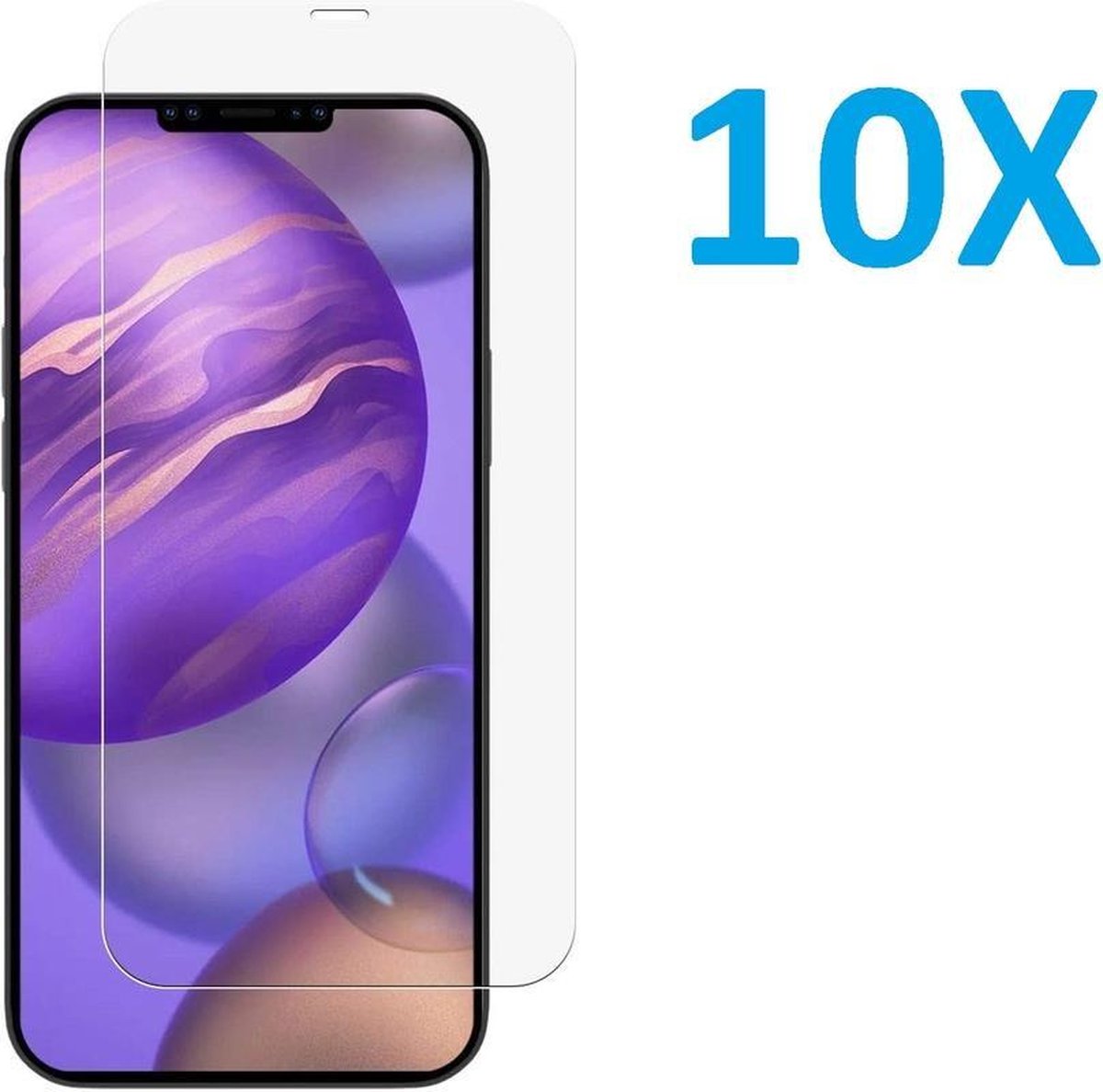 10x Screenprotector Geschikt Voor: iPhone 12 Pro Max Screen Protector [10-Pack] Tempered Glas Screenprotector