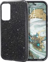 Hoesje Geschikt voor: Huawei P40 Lite Glitters Siliconen TPU Case zwart - BlingBling Cover
