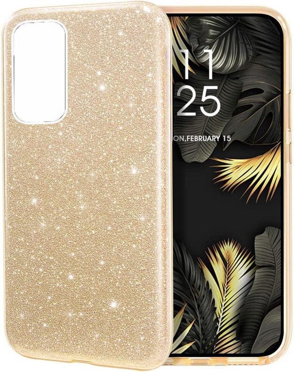 Hoesje Geschikt voor: Huawei P40 Glitters Siliconen TPU Case Goud - BlingBling Cover
