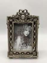 Fotolijst - antiek - rijk versierde barok lijst - kunsthars zilver - binnenmaat 10x15 cm