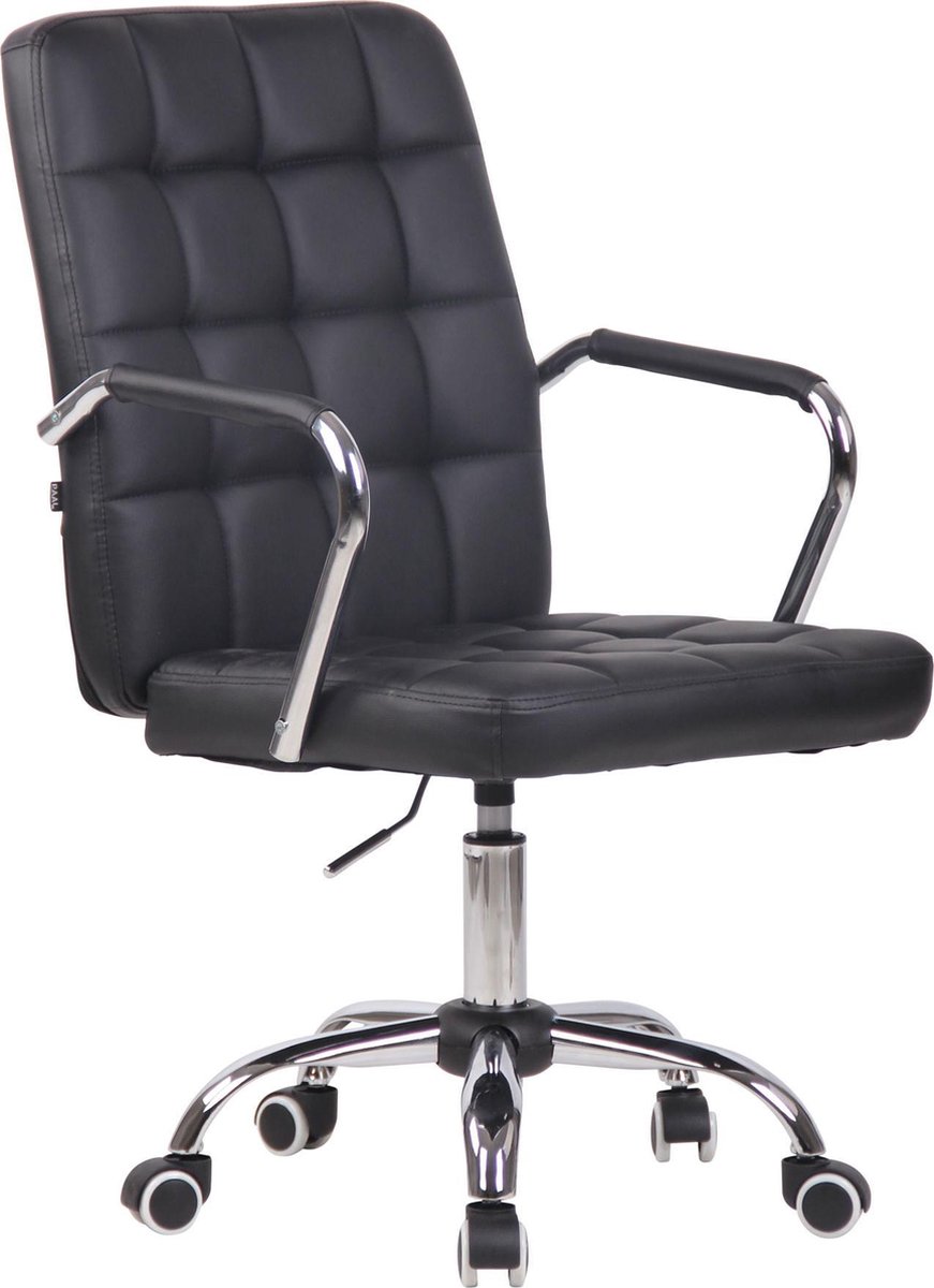 Bureaustoel - Bureaustoel voor volwassenen - Design - In hoogte verstelbaar - Kunstleer - Zwart - 56x60x103 cm