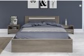 YSA Adult bed - Eigentijds - Walnoot zilver decor - B 140 x L 190 cm