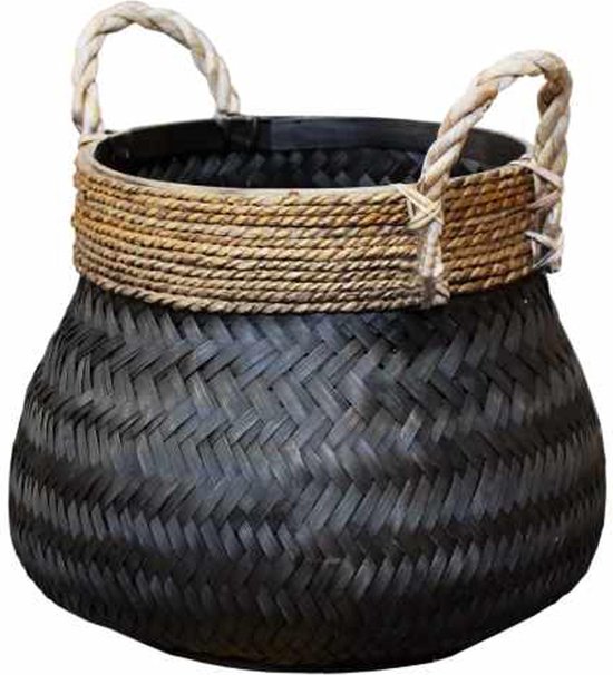 Basket Bamboo Black - (D)46 x (H)35 cm