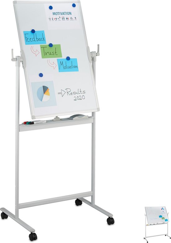 betalen borst berouw hebben Relaxdays whiteboard verrijdbaar - magneetbord - standaard - memobord -  schoolbord -... | bol.com