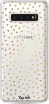 Casetastic Samsung Galaxy S10 Plus Hoesje - Softcover Hoesje met Design - Golden Hearts Transparant Print