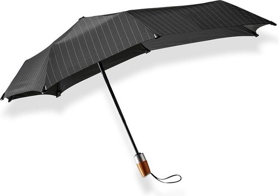 Senz Mini Automatic Deluxe Foldable Paraplu Pure Black Pin Stripes | bol.com