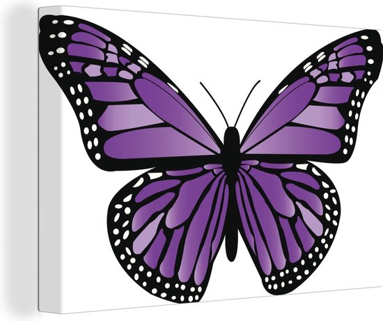 Une illustration d'un papillon violet sur une toile de fond blanc 60x40 cm  - Tirage... | bol
