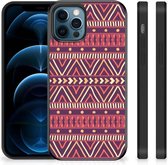 Belle coque arrière en TPU iPhone 12 Pro | 12 (6.1 ") Étui pour téléphone avec bordure noire Aztec Purple