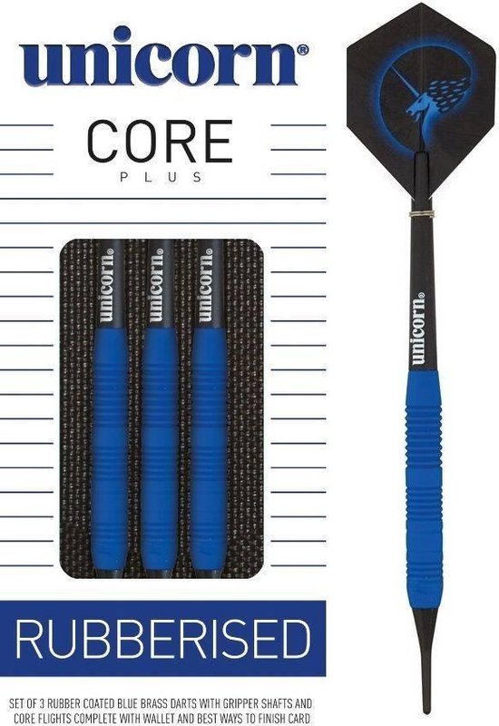 Unicorn Core Plus Rubberised Blue Soft Tip - Dartpijlen 18 Gram van Unicorn — afbeelding 4