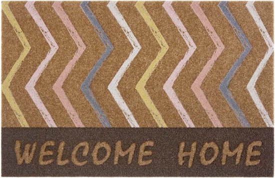 Deurmat Welcome Home kokos-optiek - bruin/multi 45x70 cm