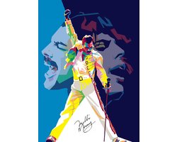 Poster Freddie Mercury - Leadzanger Queen - Pop Art Rock Band - Bohemian Rhapsody & Love Of My Life - 50x70 cm