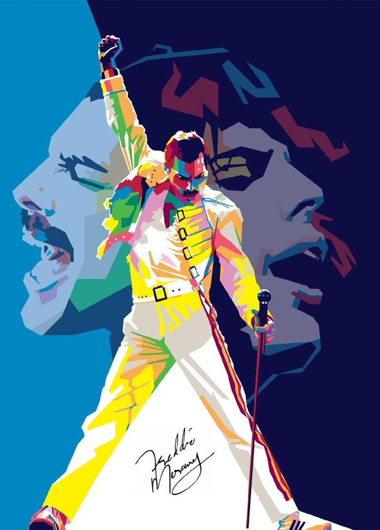 Poster Freddie Mercury - Queen - Pop Art Rock Band - Bohemian Rhapsody