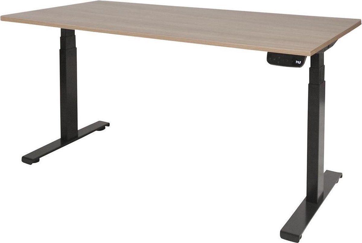 RoomForTheNew Bureau Heathrow plus-Desk - Zit sta Bureau - Zit sta Bureau Elektrisch - Gaming Bureau - Game Bureau - Verstelbaar Bureau - standing Desk--Havana blad-Zwart  onderstel- 180x80