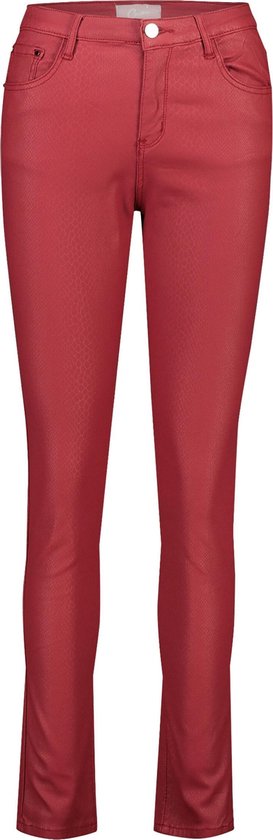 Cassis - Gecoate broek met slangeffect - Rood | bol.com