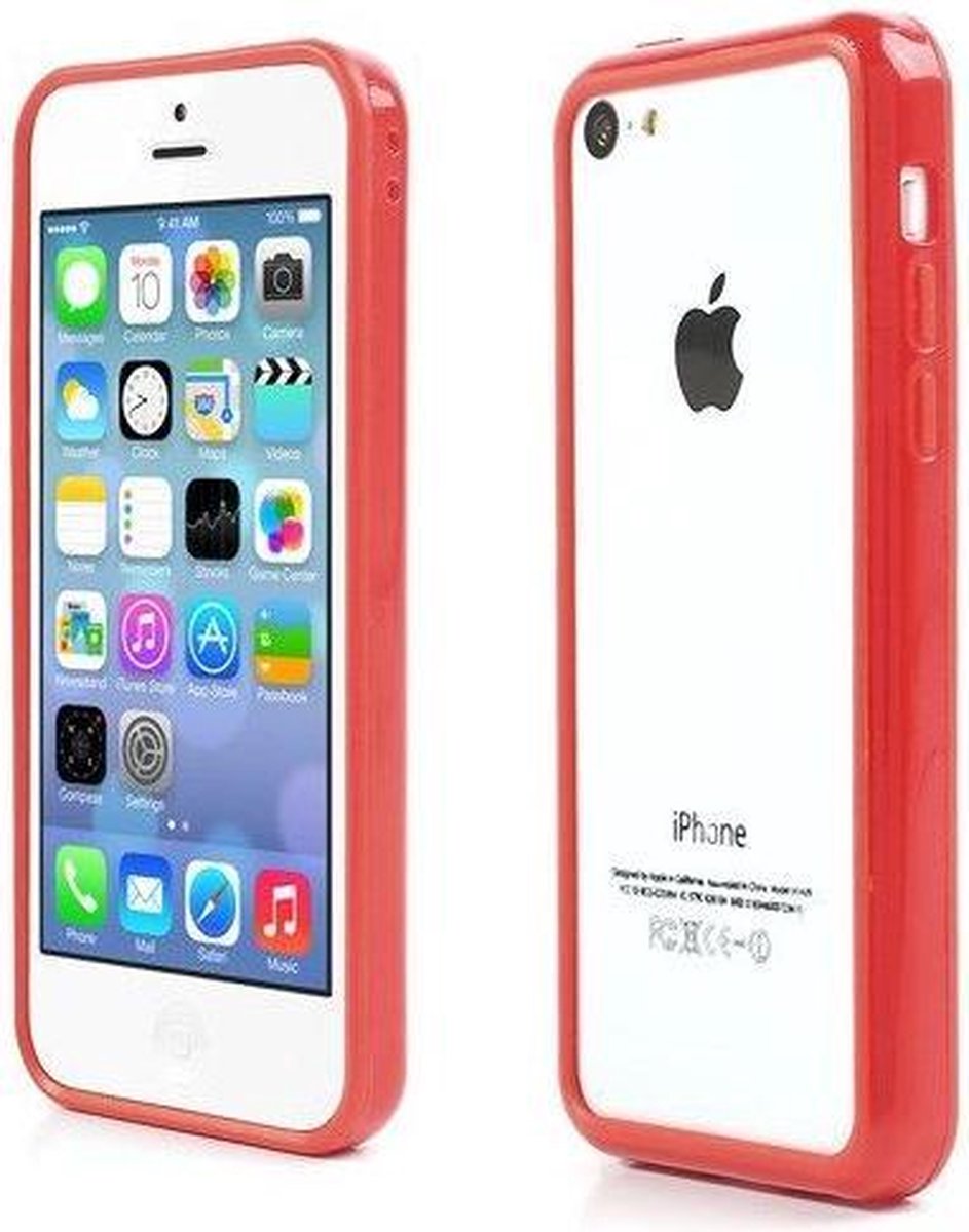 iPhone 5C bumper - Rood | Apple iPhone 5C case | TPU backcover transparant