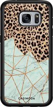 Samsung S7 hoesje - Luipaard marmer mint | Samsung Galaxy S7 case | Hardcase backcover zwart