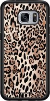 Samsung S7 hoesje - Luipaard print bruin | Samsung Galaxy S7 case | Hardcase backcover zwart