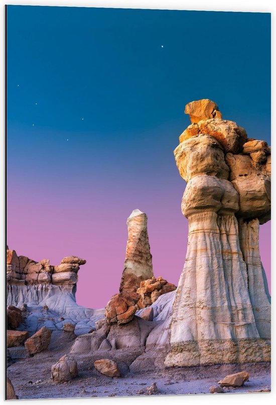 Dibond - Bisti/De-Na-Zin Wilderness - New Mexico - 60x90cm Foto op Aluminium (Wanddecoratie van metaal)