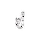 Lucardi Dames Ring met zirkonia - Ring - Cadeau - Echt Zilver - Zilverkleurig