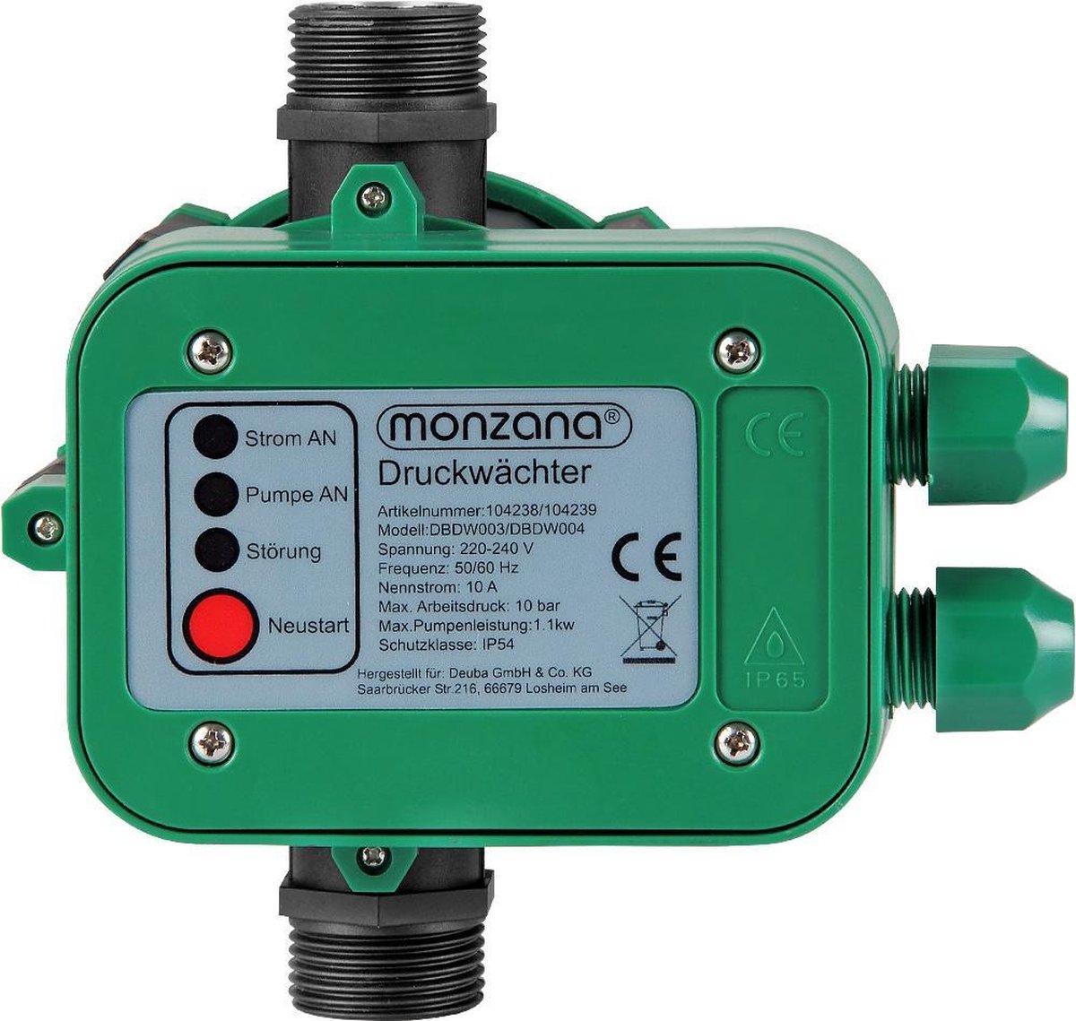 Elektronische drukschakelaar Voor pomp controle Waterpomp kabel niet inbegrepen Geel