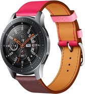 Leer Smartwatch bandje - Geschikt voor  Samsung Galaxy Watch leren band 46mm - knalroze/roodbruin - Horlogeband / Polsband / Armband