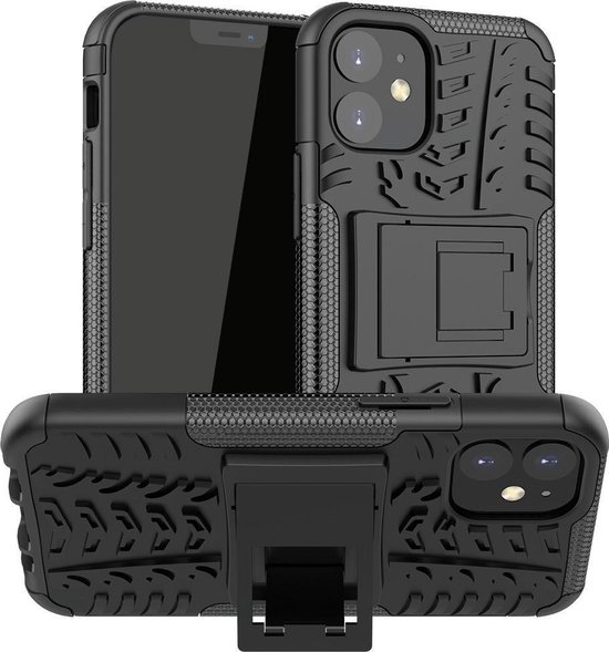 Rugged Kickstand Back Cover iPhone 12 Mini Hoesje Zwart