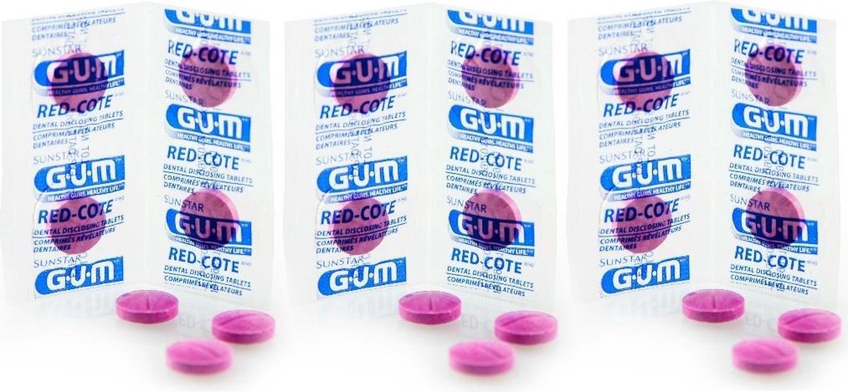 GUM Red-Cote Plakverklikker Tabletten - 3 x 12 stuks - Voordeelverpakking bol.com