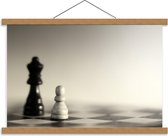 Schoolplaat – Schaakstuk zwart & wit - 60x40cm Foto op Textielposter (Wanddecoratie op Schoolplaat)