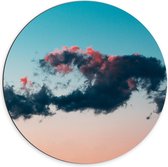 Dibond Wandcirkel - Wolken bij Roze/Blauwe Lucht - 70x70cm Foto op Aluminium Wandcirkel (met ophangsysteem)