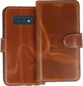 BAOHU Handmade Leer Telefoonhoesje - Wallet Case - Portemonnee Hoesje voor Samsung Galaxy S10e - Bruin