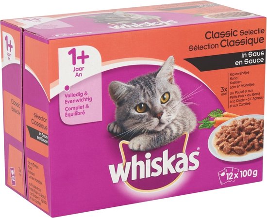 Whiskas Adult Multipack Classic Selectie Groenten in Saus 12 x 100 gr