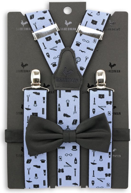 We Love Ties - Ensemble combiné de bretelles Sir Redman Mister Barber, bleu clair / noir