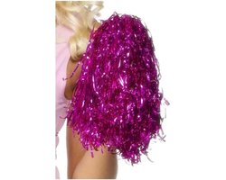 Cheerballs/pompoms - 2x - roze - met ringgreep - 30 cm - pompons - Cheerleader verkleed accessoires