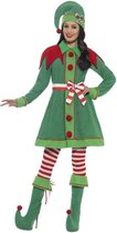 Smiffy's - Kerst & Oud & Nieuw Kostuum - Luxe Elf Jurk Mistletoe Vrouw - Groen - Small - Kerst - Verkleedkleding