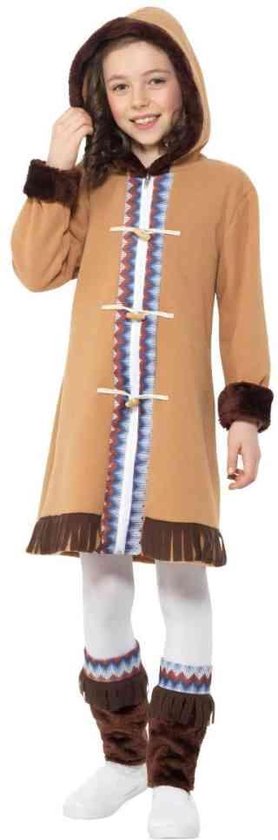 Smiffy's - Eskimo Kostuum - Noordpool Eskimo Koude Benen - Meisje - Bruin - Small - Carnavalskleding - Verkleedkleding