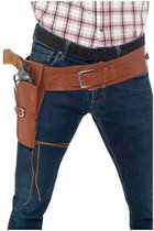 Smiffys - Faux Leather Single Holster With Belt Kostuum Accessoire - Bruin