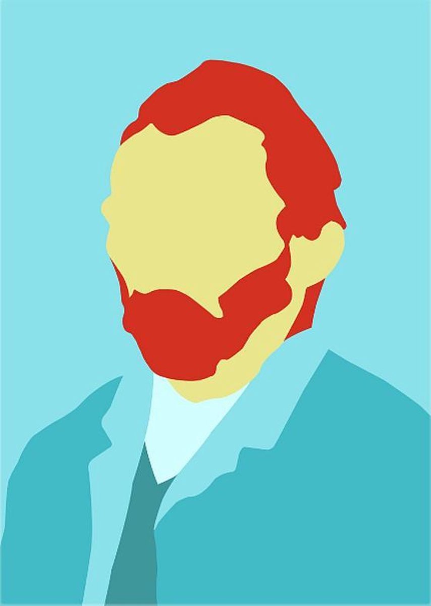 Allernieuwste Canvas Schilderij Vincent van Gogh - Abstract Zelfportret - Kunst - Poster - 50 x 70 cm - Kleur