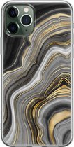 iPhone 11 Pro Max hoesje siliconen - Marble agate - Soft Case Telefoonhoesje - Print / Illustratie - Transparant, Goud