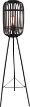 BRILLIANT Woodrow lampadaire, trépied bois foncé / noir Éclairage Éclairage intérieur, lampadaires, trépied | 1x A60, E27, 60W, adapté aux ampoules normales (non incluses) | A ++ | Avec interrupteur au pied