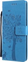 Sony Xperia 10 II Hoesje - Mobigear - Tree Serie - Kunstlederen Bookcase - Blauw - Hoesje Geschikt Voor Sony Xperia 10 II